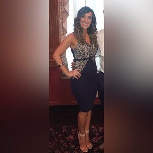 Elegant Navy Lace Dress